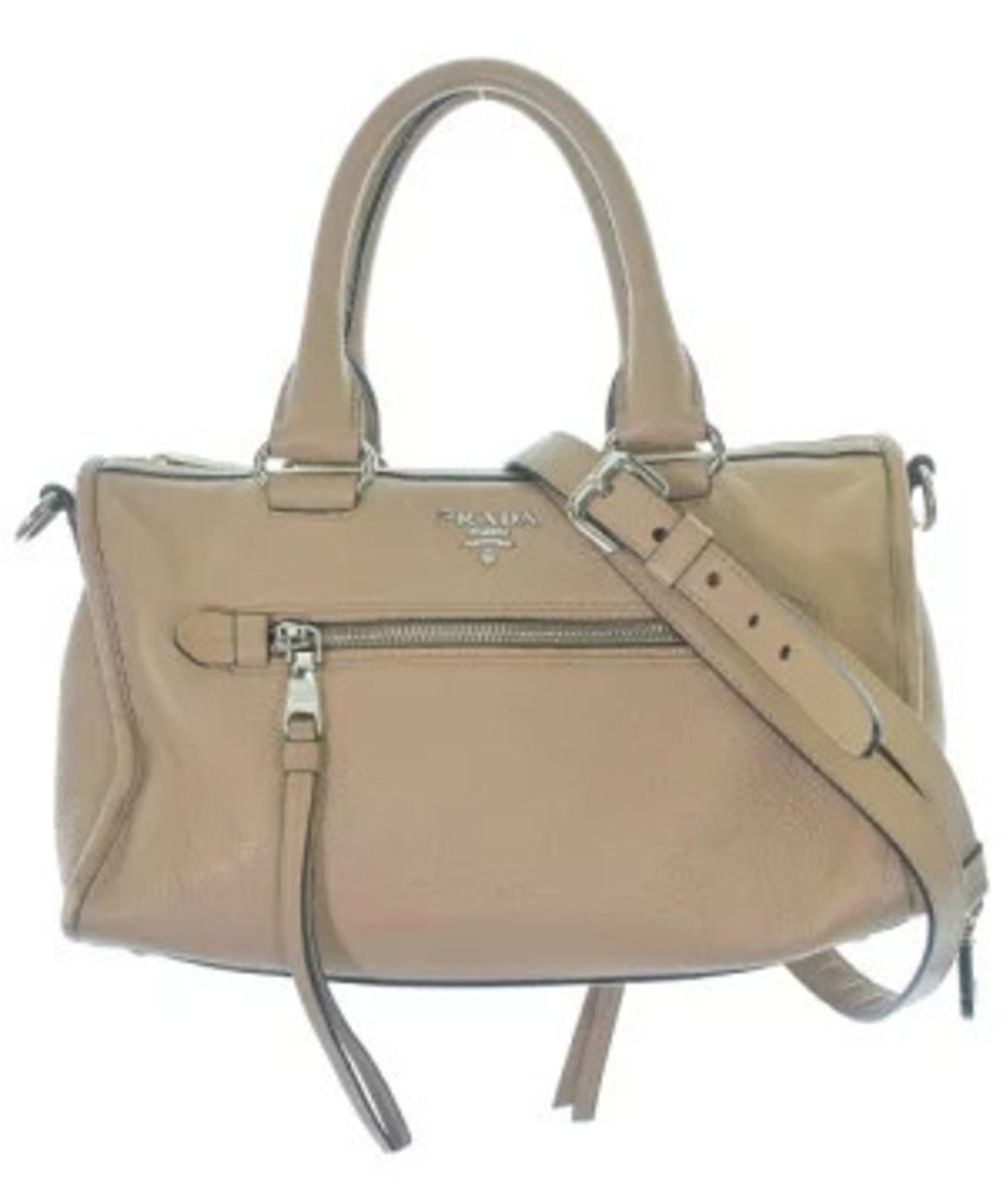 Prada Vitello Phenix leather satchel dual top crossbody Beige Pink